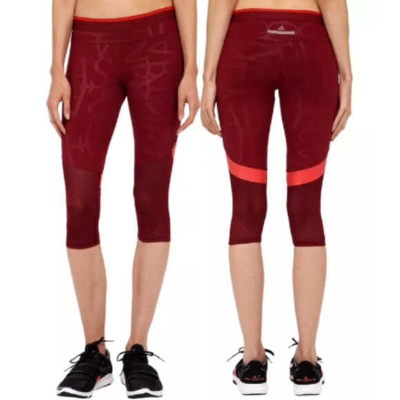 adidas Pants - Adidas By Stella McCartney Run Athletic 3/4 Running Tights, Dark Vine Size Large